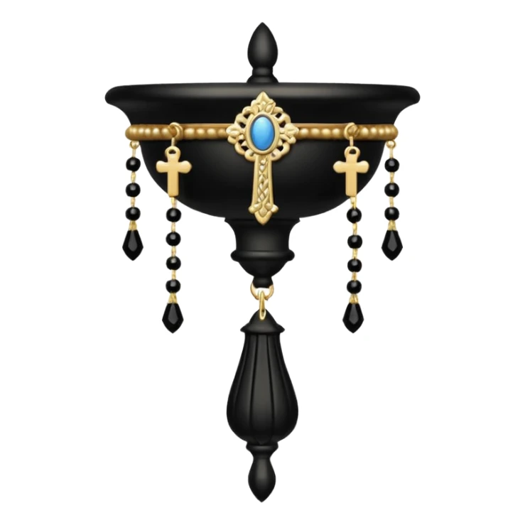 Victorian black sconce with beaded rosary hanging off  sticker