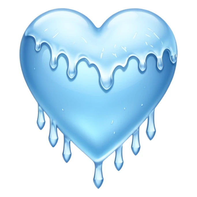 An ice blue heart with frost spidering across it and icicles dripping from it sticker
