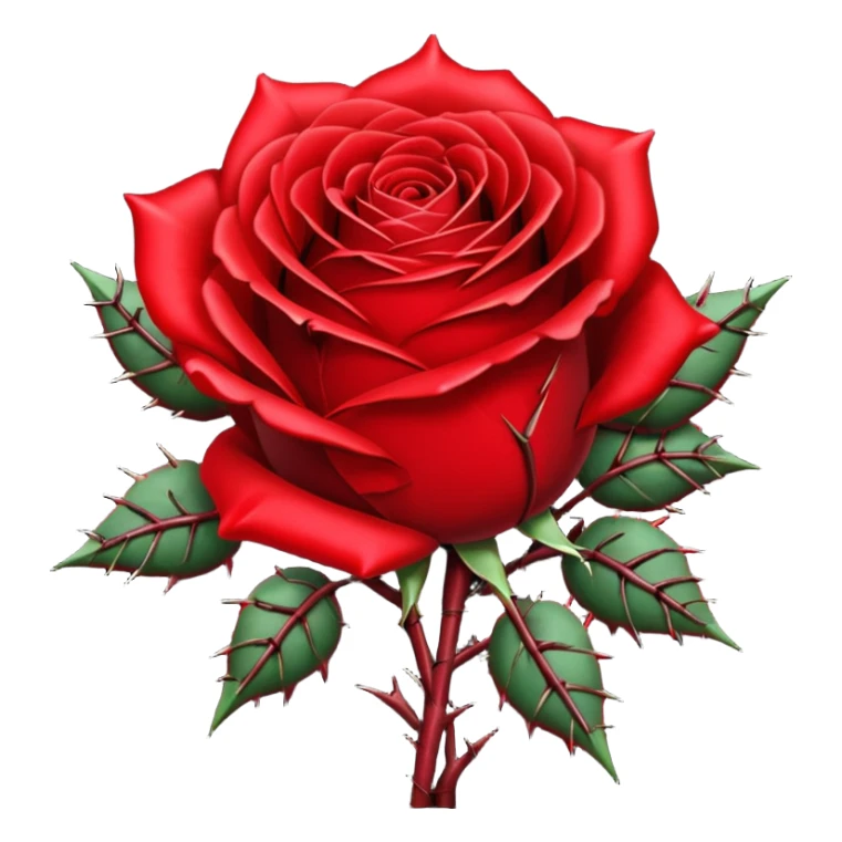 Deep red (#7A0F1E) no gradients, transparent background, high contrast, clean gothic aesthetic, designed to be readable at 128x129px a red rose wrapped around a bomb covered in thorns sticker