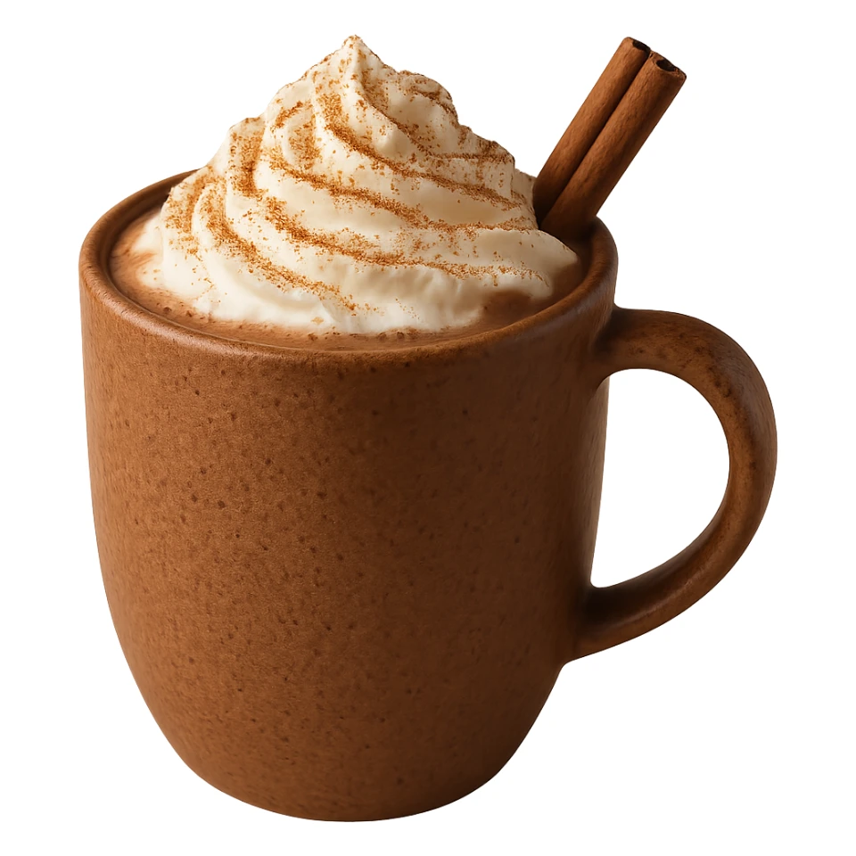 cozy hot chocolate with whipped cream and cinnamon, remove background sticker