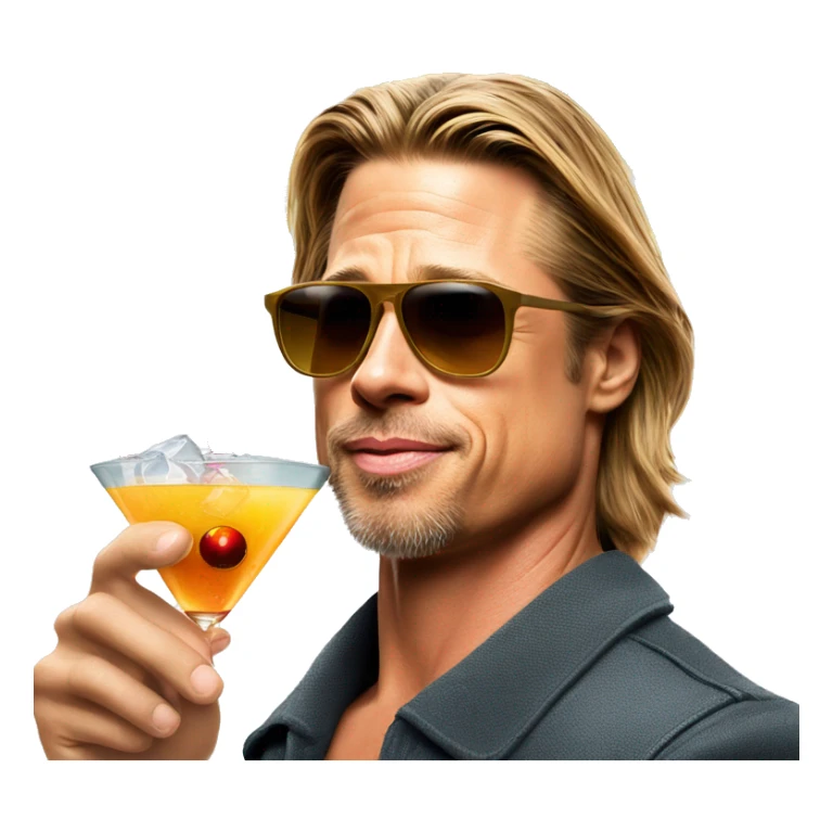Brad Pitt with sunglass and an Cocktail in his Hand with Holiday vibes sticker