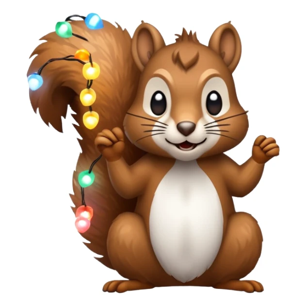 deranged squirrel covered in Christmas lights with snow  sticker