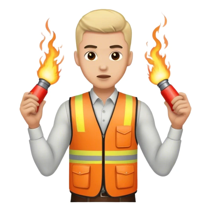 Man wearing a vest that has dynamite attached to it sticker