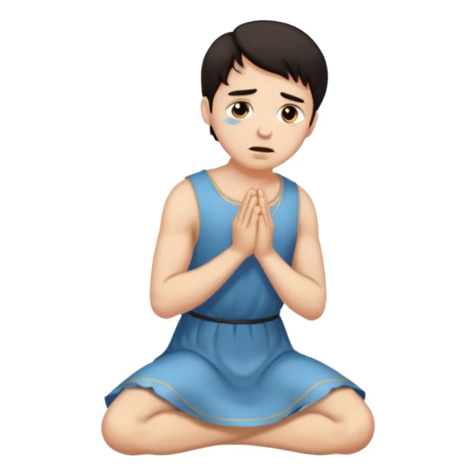 Submissive man on knees wearing female clothes dark hair begging sticker