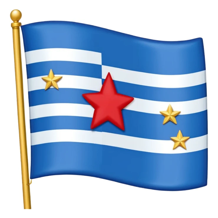 “Flag with royal blue center (#003A8C), light blue side panels (#6EC1E4), separated by white vertical stripes. Center contains a ring of 13 gold stars (#D4AF37) surrounding 4 larger red stars (#D32F2F) with white borders.” sticker