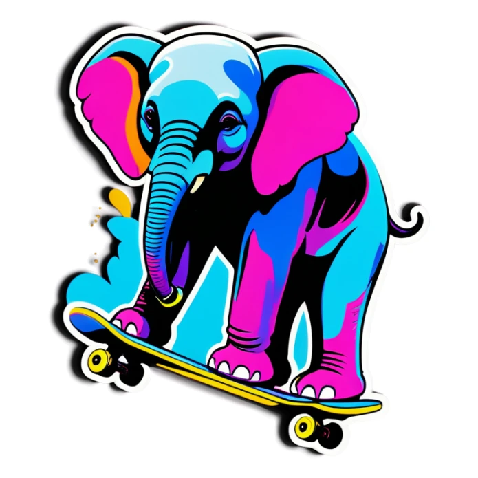 Realist Elephant skateboarding with y2k drip and shades  sticker
