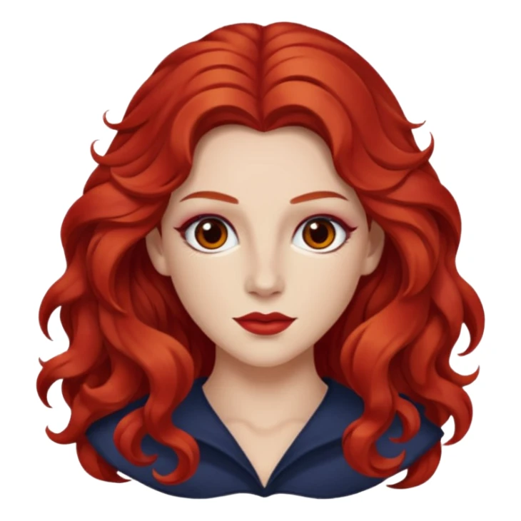 Chappell Roan (b.1998) with red long wavy hair, makeup sticker