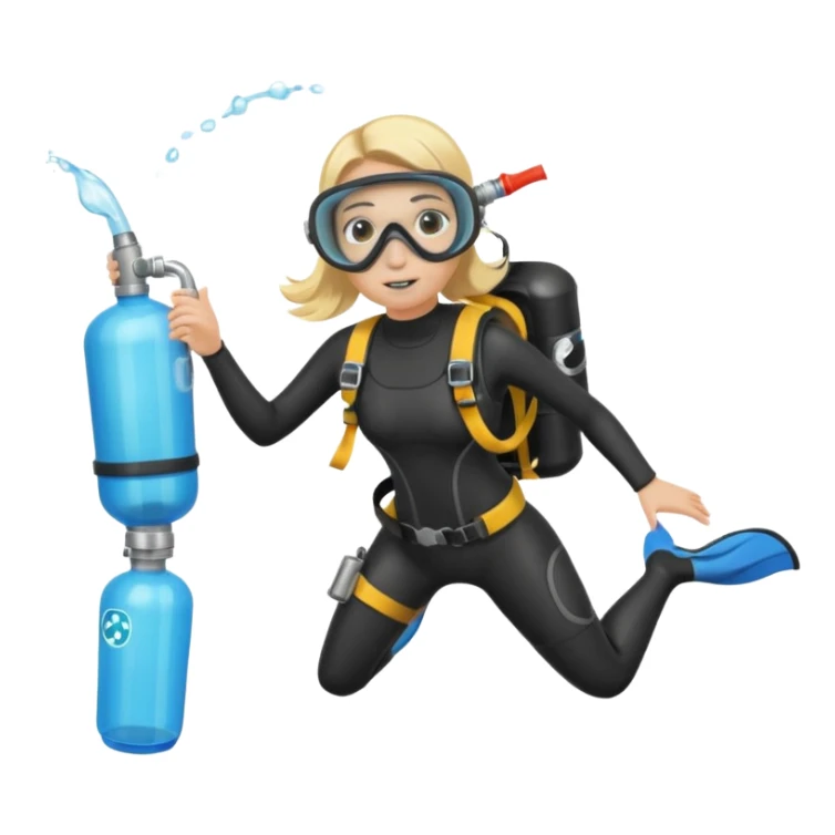 scuba diving girl blonde with oxygen tank sticker