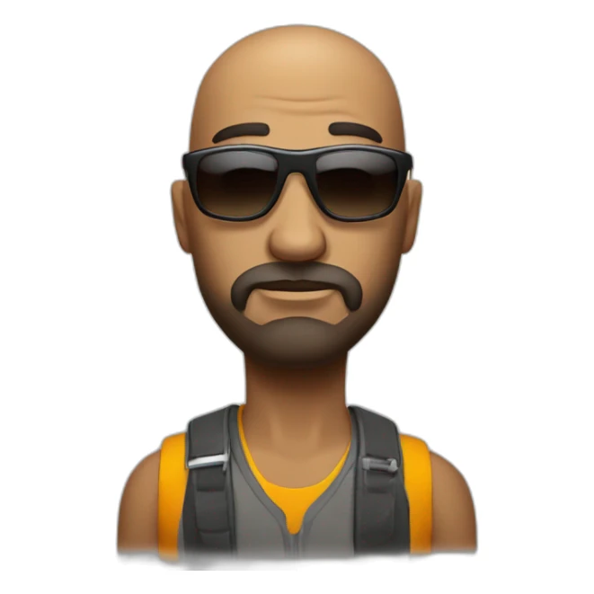 Very Serious Bald man with short beard and sun glasses sticker