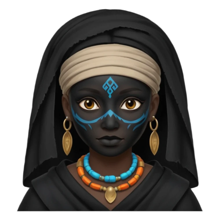 shaman woman in black clothes black face cover cloth sticker