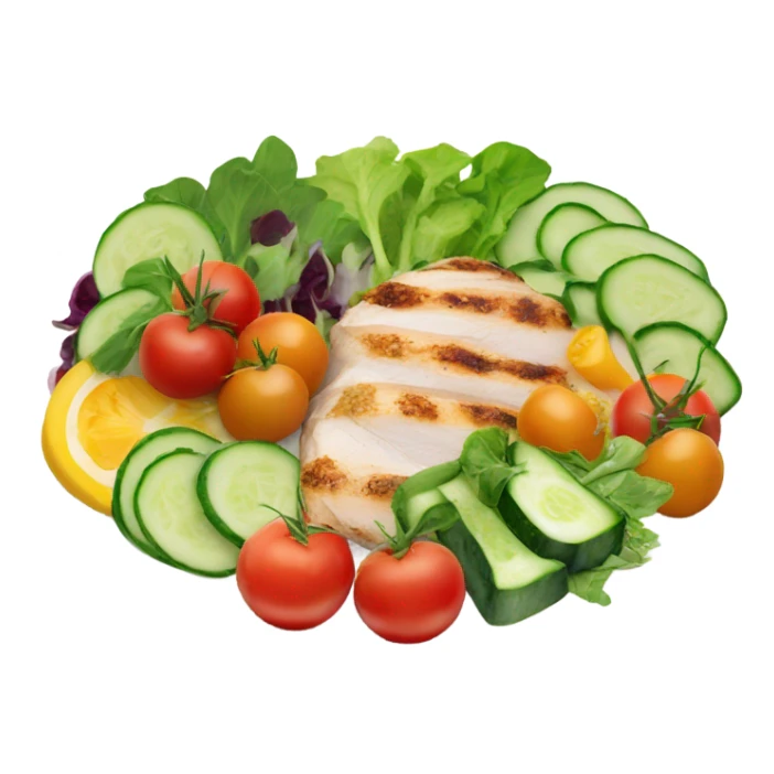 round white plate with healthy food sticker