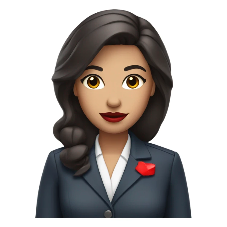flight attendant dark brown hair  brown eyes red lips  sticker