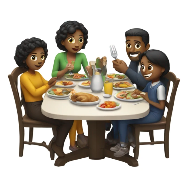 Family eating dinner at a table sticker