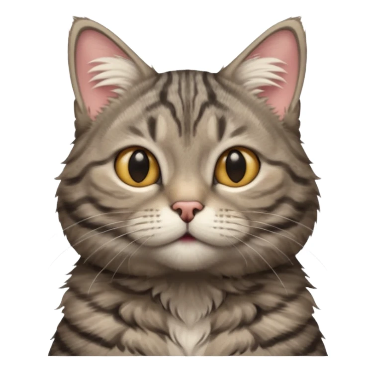 A high-resolution photo-realistic digital illustration of a grey tabby cat, chest upward sticker