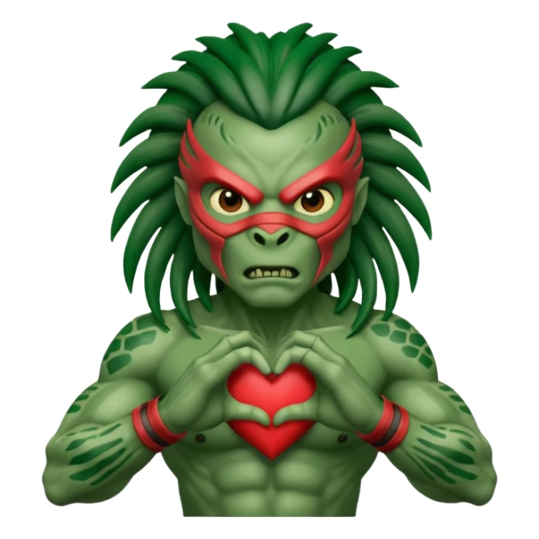 A Yautja from the movie predator making heart sign with hands sticker