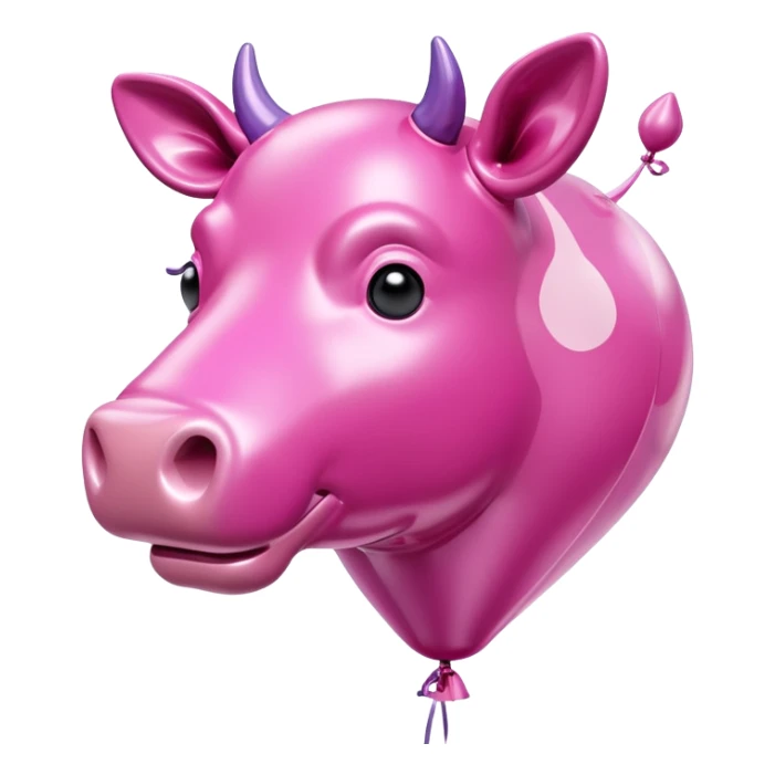   jeff koons style vinyl balloon pink cow sculpture  sticker
