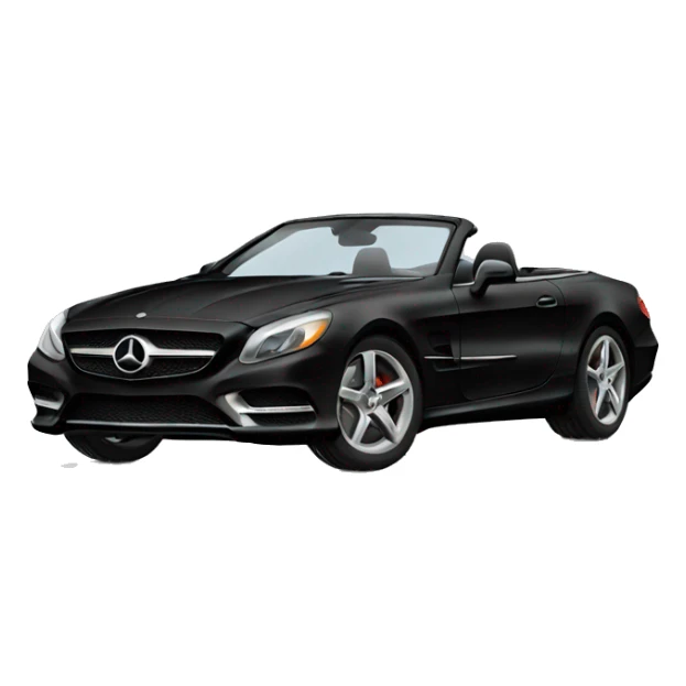 Convertible black Mercedes with female river sticker