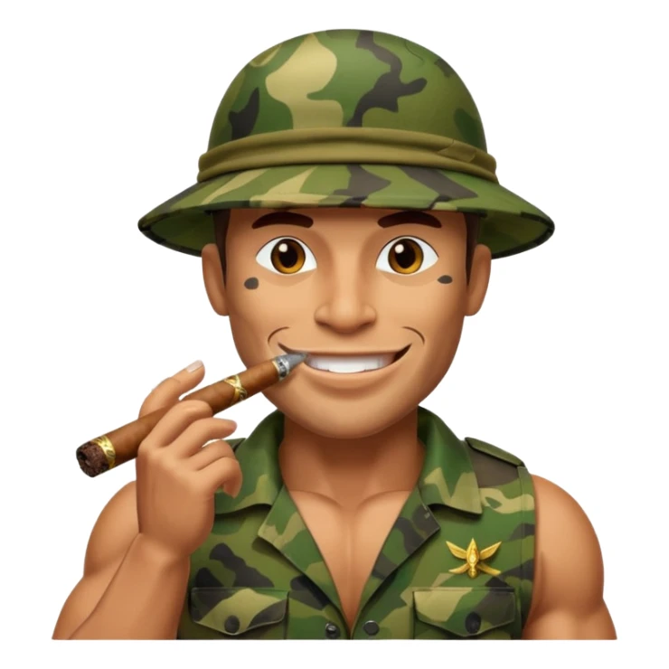 brauny cool jungle commando smoking a cigar with a grin sticker
