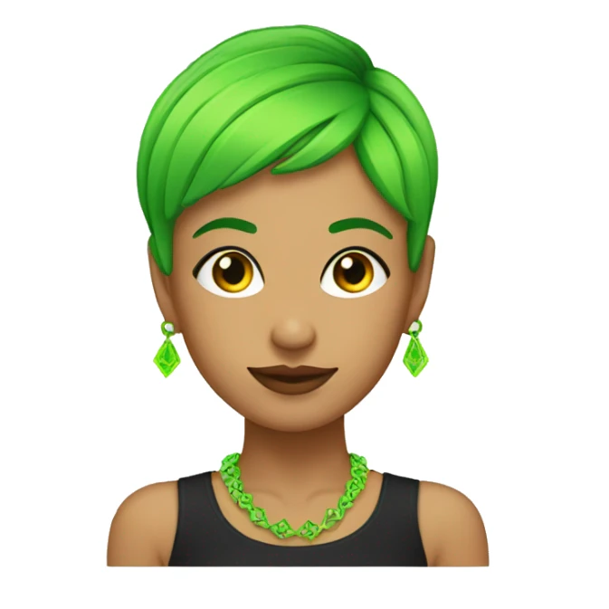 Mexican girl with a neon green pixie cut sticker
