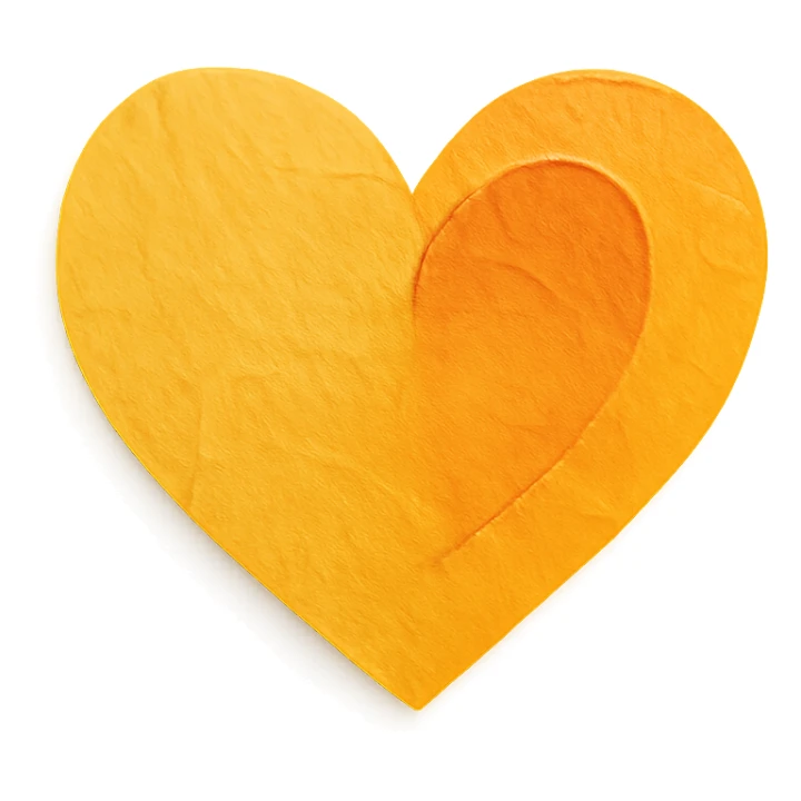 heart shape, paper craft style, yellow and orange tones sticker