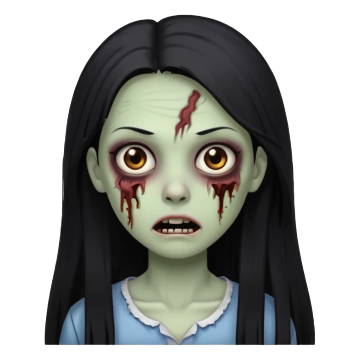 zombie girl with straight long hair and brown eyes sticker