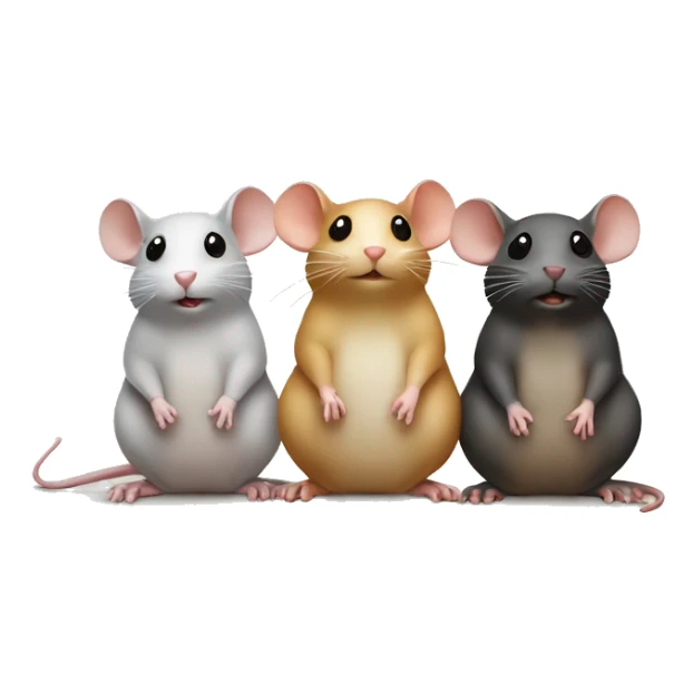 Three differently colored rats are sitting around and whispering sticker