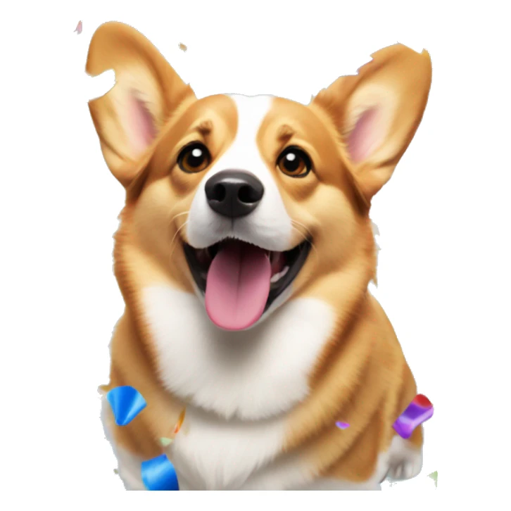 a corgi dog celebrating with a lot of colorful confetti around it sticker