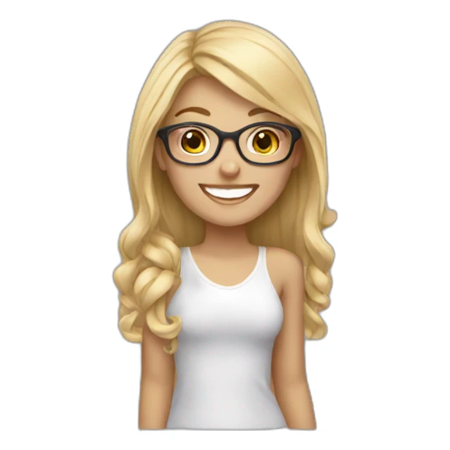 blonde girl wearing glasses with beautiful smile sticker