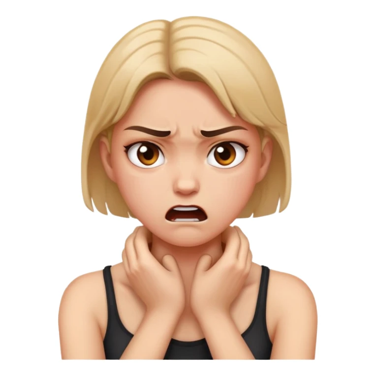 Girl holding neck with her hands angry face sticker