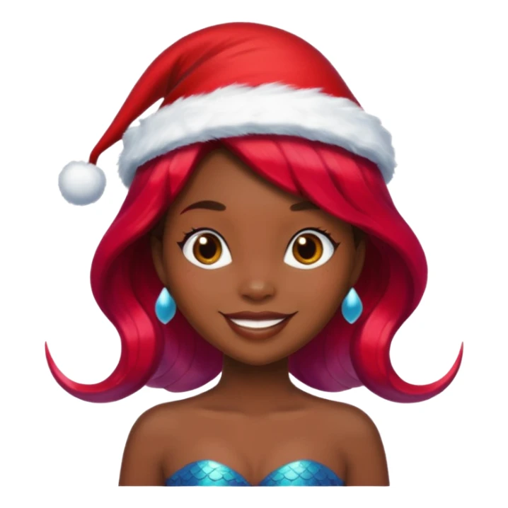 dark skin  mermaid with christmass hat sticker