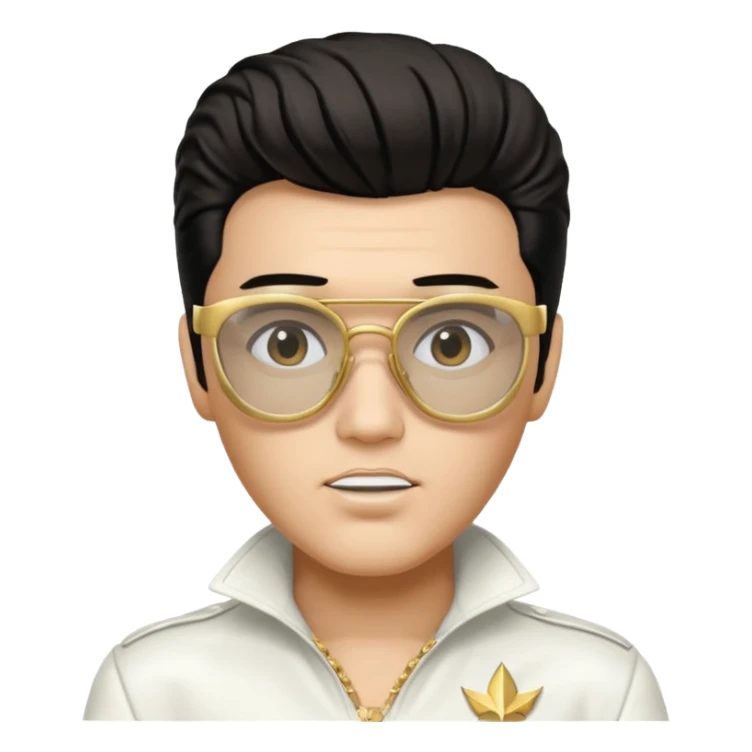 A boy with an Elvis Presley mask with glasses dressed as Elvis Presley sticker