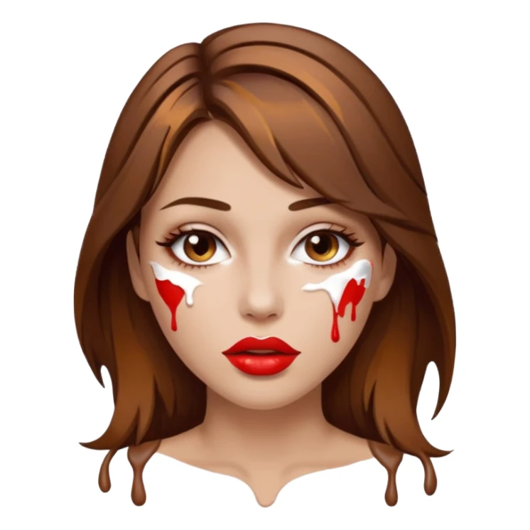 Brown Hair, Woman, white paint drip, face, hot, Sexy, lips sticker