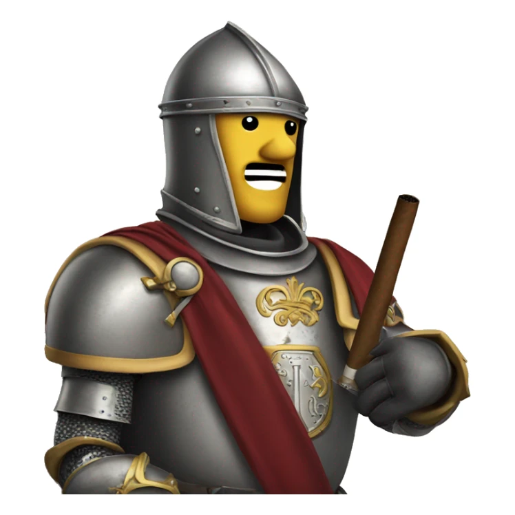 a crusading knight smokes a cigar without paying attention to anyone. sticker