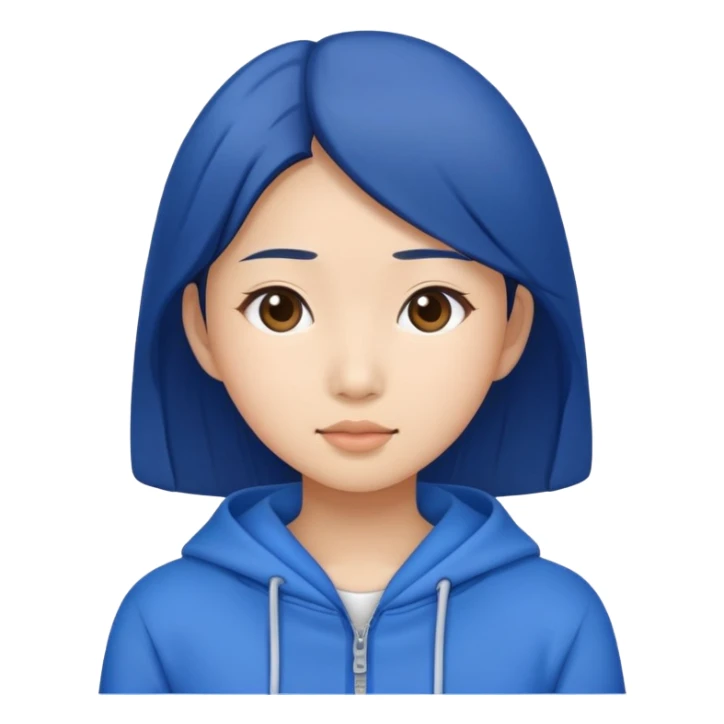 Asian Girl wearing all blue clothes sticker