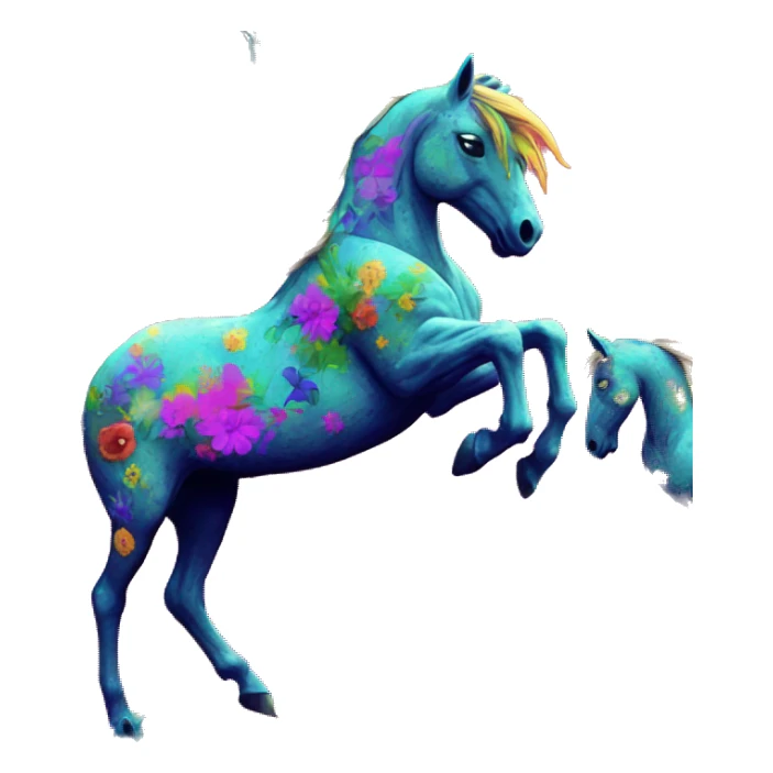 Graffiti Trippy patchwork Zombie Pegasus unicorn psychedelic flowers floral groovy art neon rave raving sticker