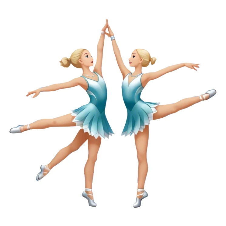 Icon for Sports Dance: a white couple in competitive attire performing a synchronized dance with acrobatic moves, dance shoes, a rhythmic floor, and a competition backdrop. The icon should capture athleticism, technique, and acrobatic precision. Transparent background. sticker