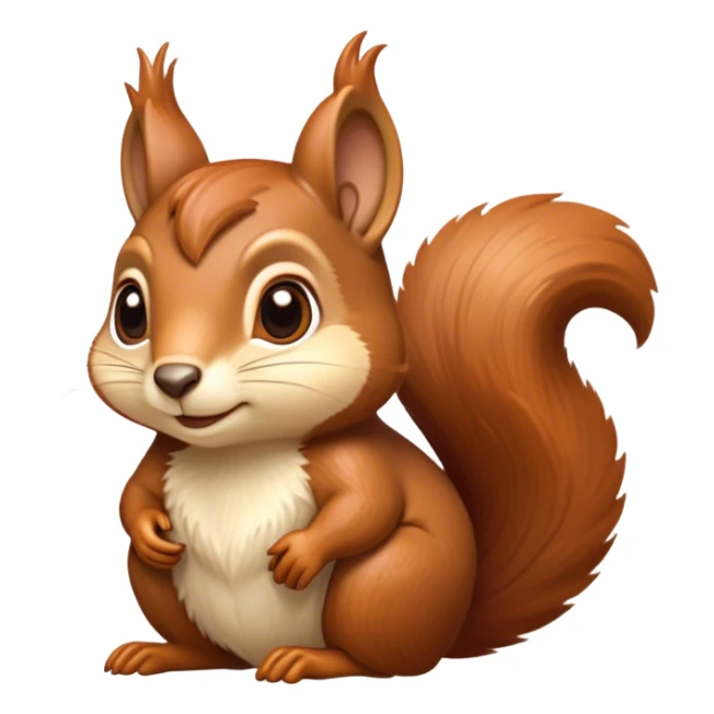Cinematic Noble Squirrel Portrait Emoji, Poised and regal, with a nimble, agile build and a lush, well-groomed Fur of rich auburn and cream, deep-set soulful bright eyes, Simplified yet sharp and sophisticated features, highly detailed, glowing with a soft, dignified glow, high shine, intelligent and spry, stylized with an air of woodland charm, focused and attentive, soft glowing outline, capturing the essence of a watchful and confident rodent, so majestic it feels as though it could scamper out of the screen with effortless authority! sticker