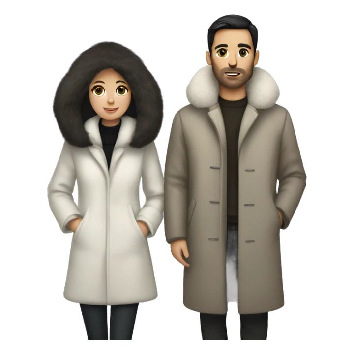 Dark haired White couple in long fur coats sticker