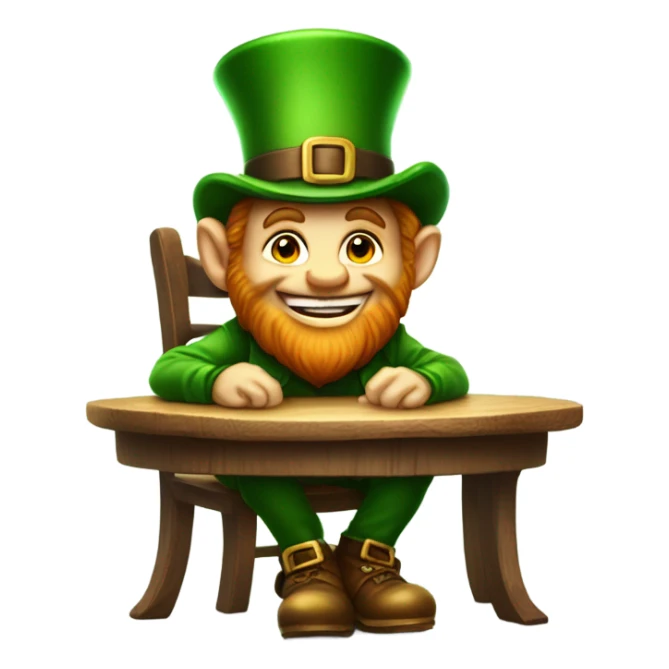 Leprechaun eating an acorn sticker