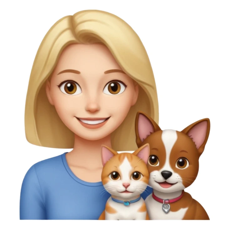 A cat with a dog looking a woman  sticker
