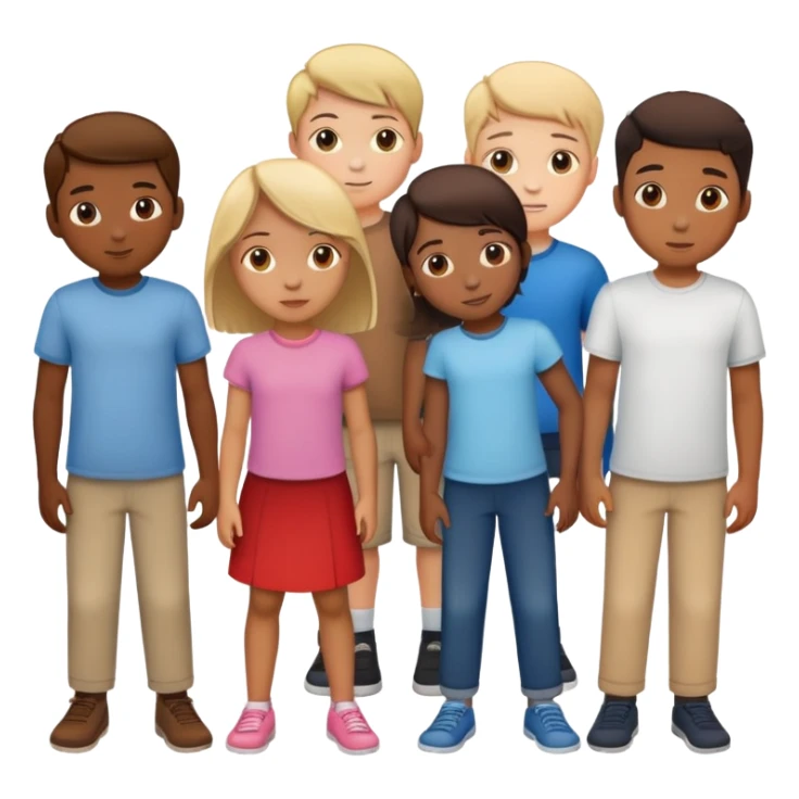 Seven boys and three girls standing together as a group sticker