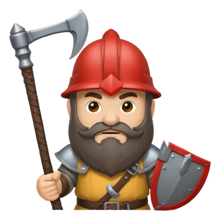 gimli the dwarf, dark brown beard, gray metal helmet, battle axe sticker