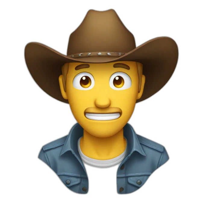 Cowboy hat crying laughing eyes open woozy mouth sticker