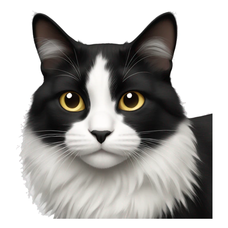 black and white cat long haired sticker