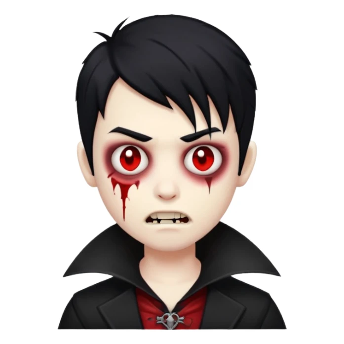 Boy vampire zombie with black hair emo emoji sticker