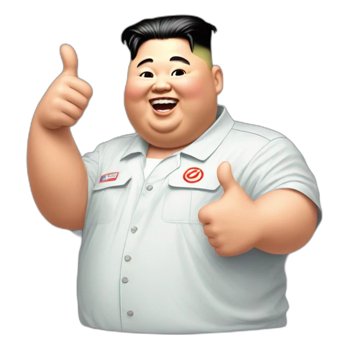 super fat Kim jong un Nike shirt and thumbs up sticker
