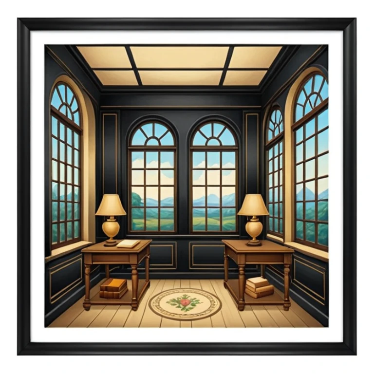 Vintage old antique academia aesthetic scenery interior  sticker