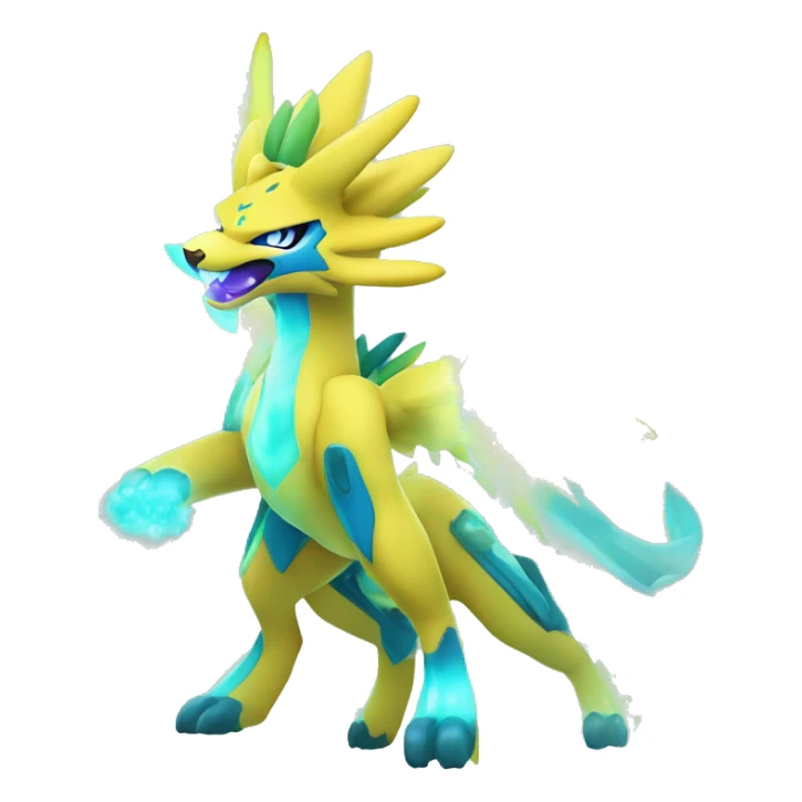 Celestial Powerful Nebula-Crystallic Colorful Vibrant Colors Flying Advanced Zeraora-Aurorus-Fakémon-Legendary-Pokémon-Creature Full Body sticker