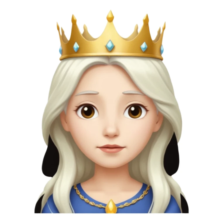 White Long Haired Women, Queen with crown — soft expression, moonlight tone sticker