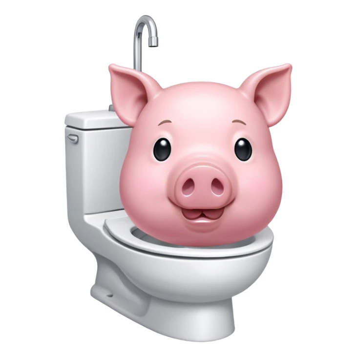 A pig face in a toilet bidet sticker